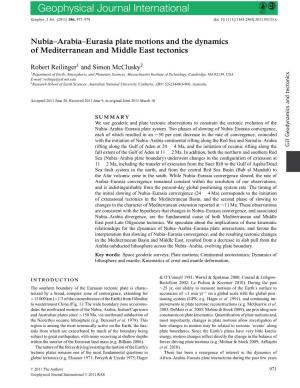 Nubia–Arabia–Eurasia Plate Motions and the Dynamics of Mediterranean and Middle East Tectonics