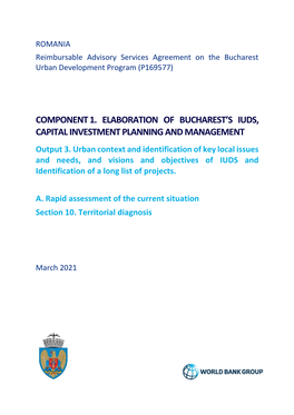 Component 1. Elaboration of Bucharest's Iuds, Capital Investment Planning and Management
