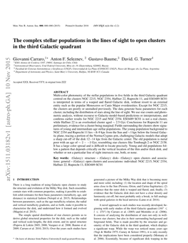 The Complex Stellar Populations in the Lines of Sight to Open Clusters in the Third Galactic Quadrant
