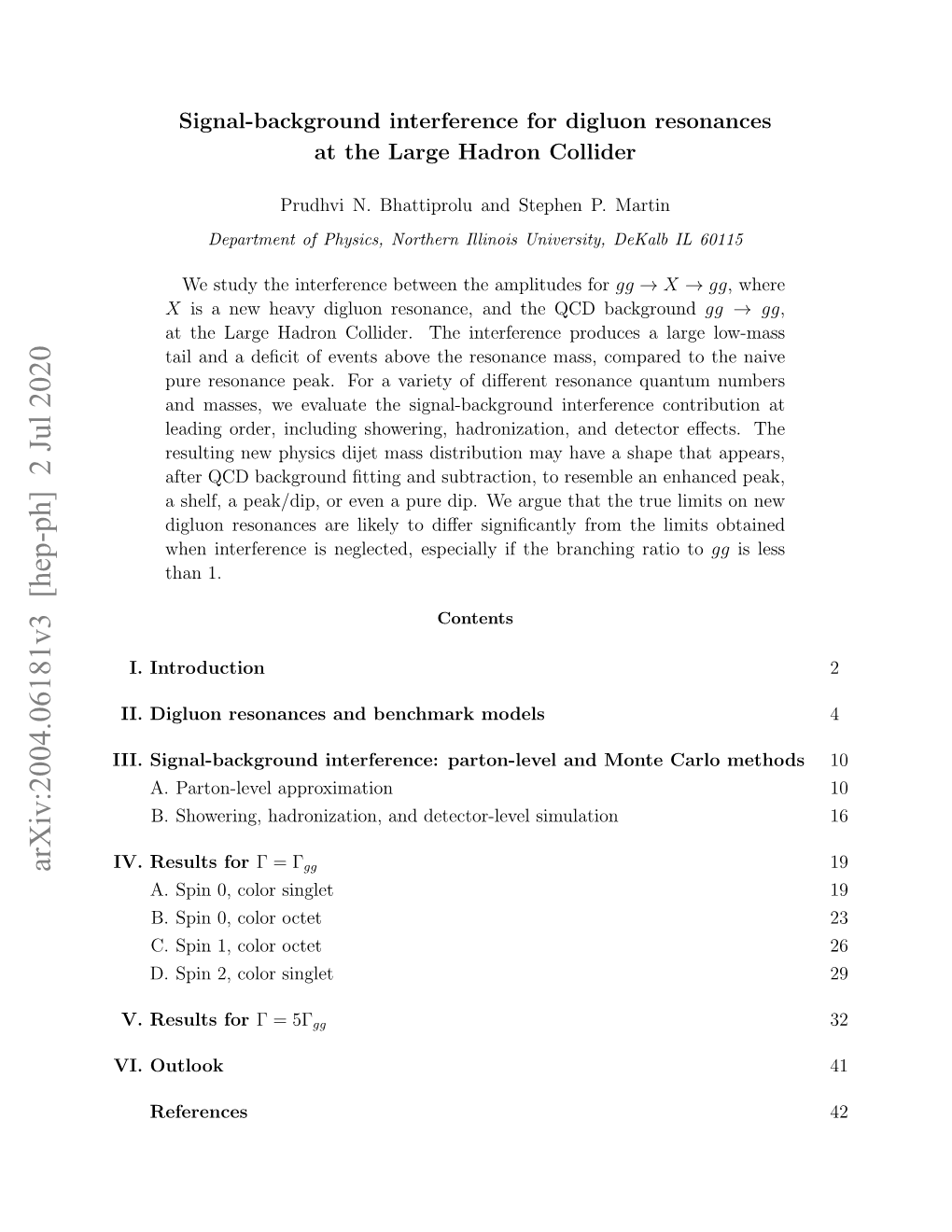 Arxiv: Signal-Background Interference for Digluon Resonances at the Large