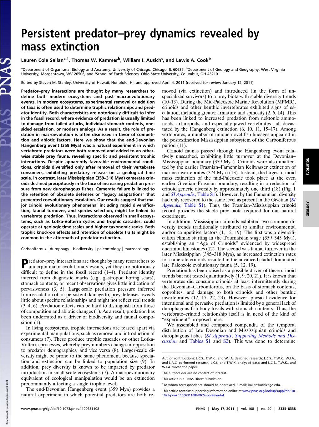 Persistent Predator–Prey Dynamics Revealed by Mass Extinction