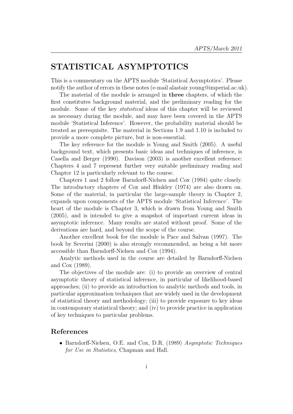 Statistical Asymptotics