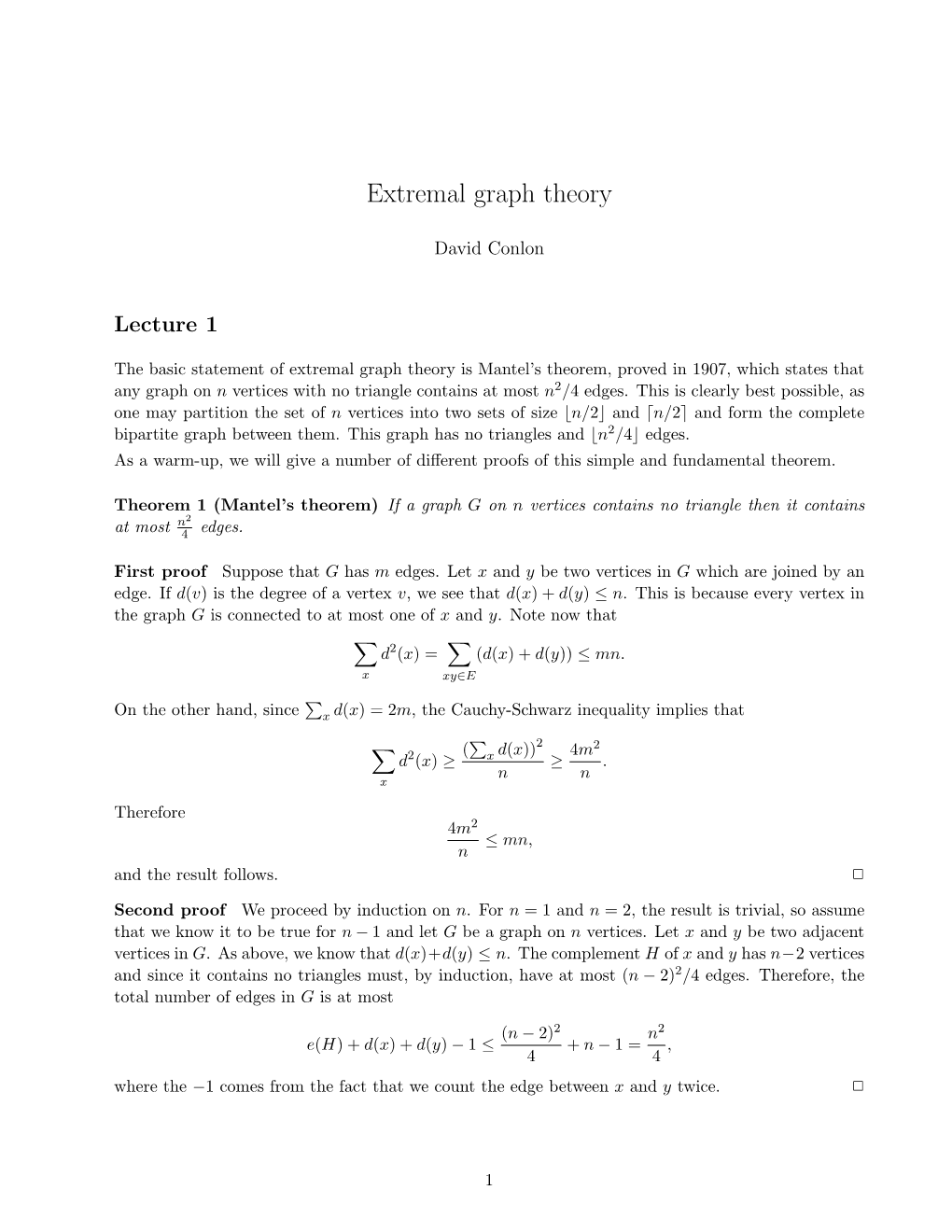 Extremal Graph Theory