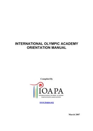 International Olympic Academy Orientation Manual