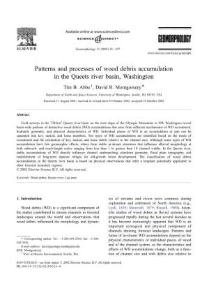 Patterns and Processes of Wood Debris Accumulation in the Queets River Basin, Washington