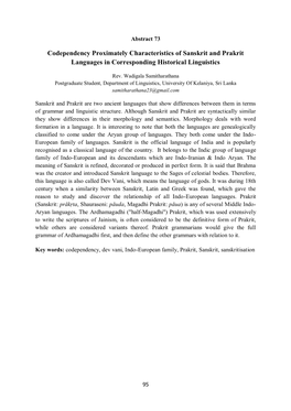 Codependency Proximately Characteristics of Sanskrit and Prakrit Languages in Corresponding Historical Linguistics