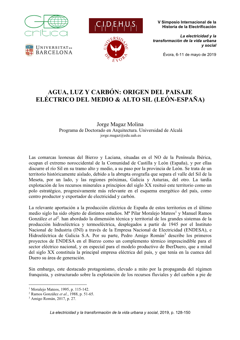 Agua, Luz Y Carbón: Origen Del Paisaje Eléctrico Del Medio & Alto Sil (León-España)