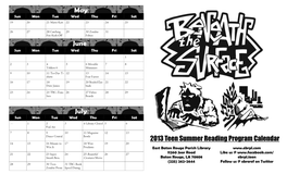 May June July 2013 Teen Summer Reading Program Calendar