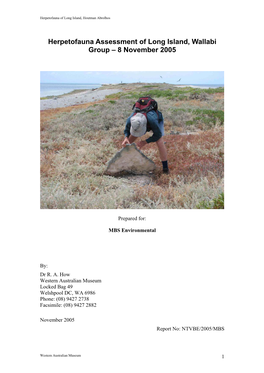 Herpetofauna Assessment of Long Island, Wallabi Group – 8 November 2005