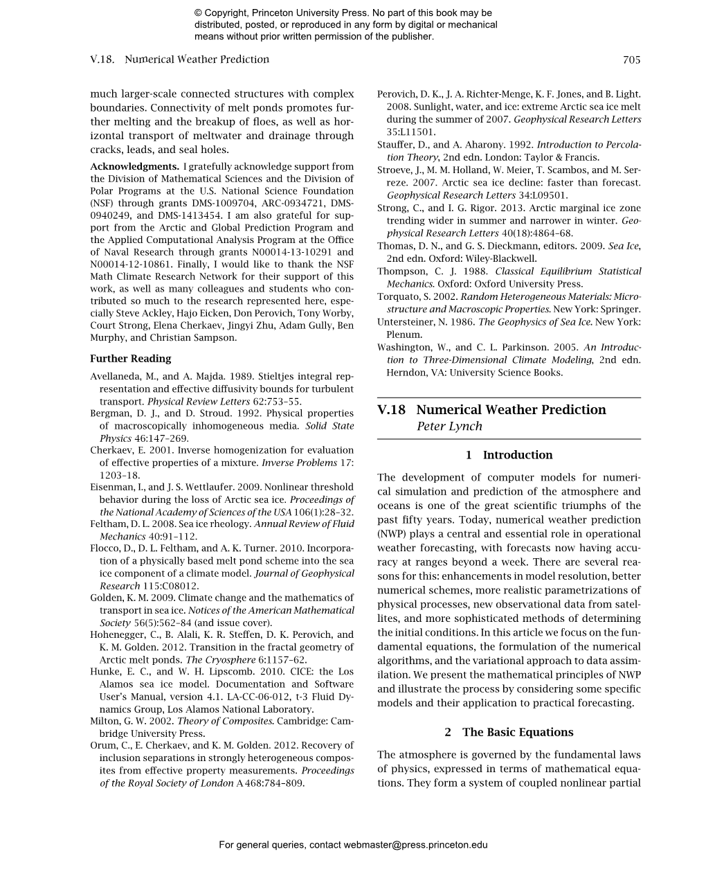 Numerical Weather Prediction 705 Much Larger-Scale Connected Structures with Complex Perovich, D