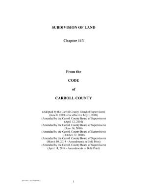 Subdivision Ordinance of Carroll County, Virginia.”