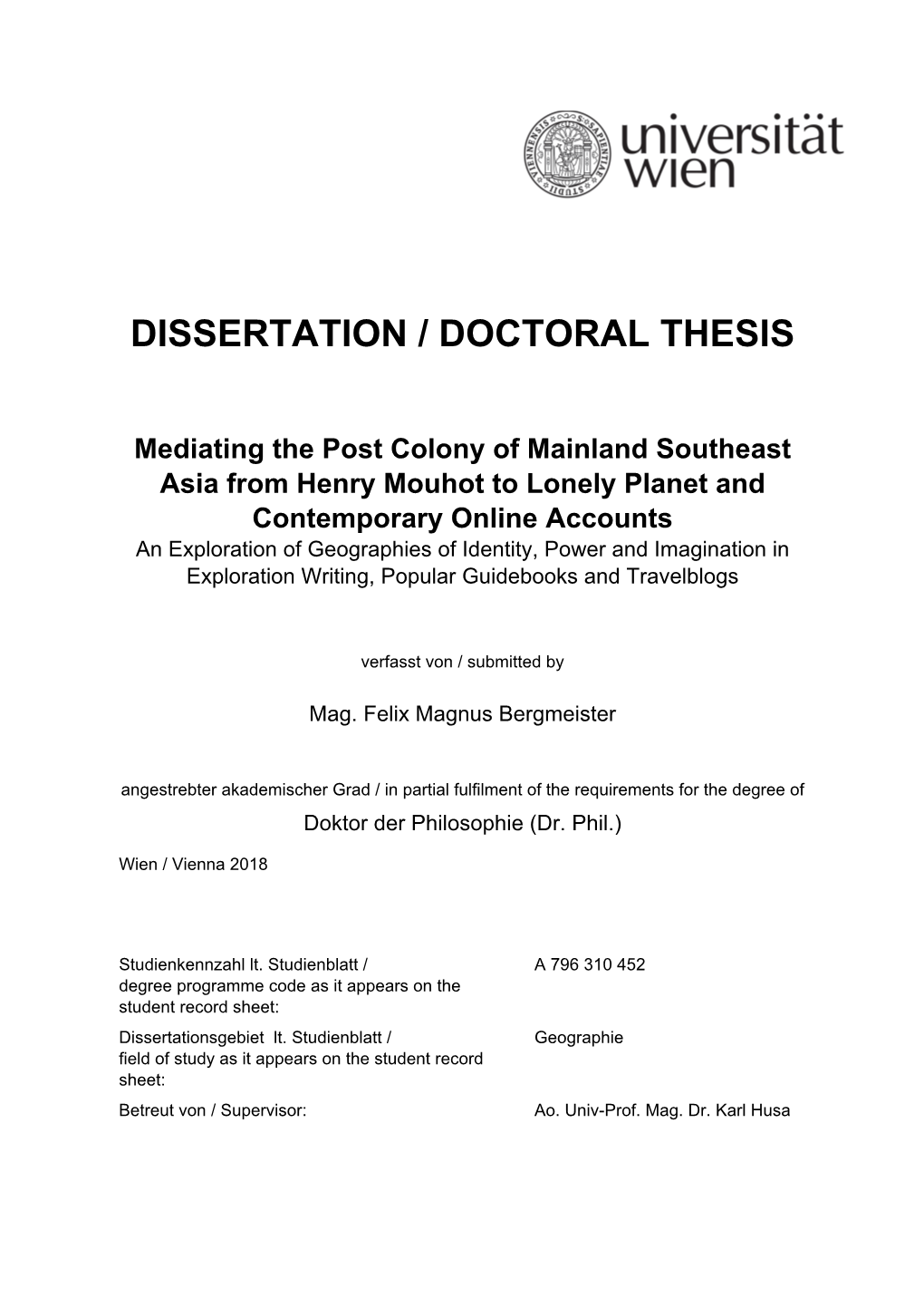 DISSERTATION / DOCTORAL THESIS Mediating The