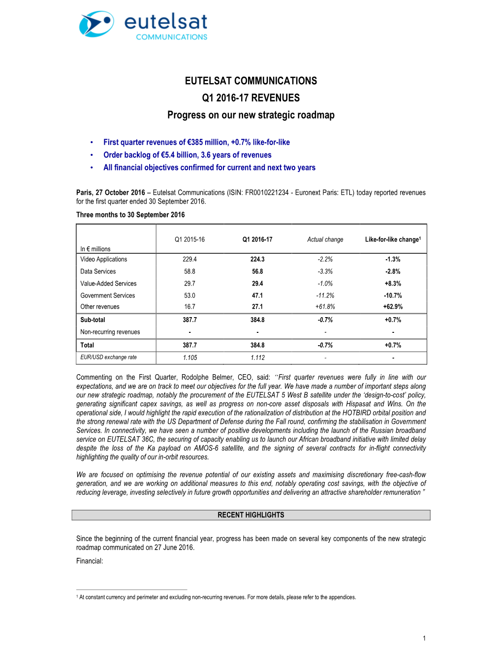 Eutelsat Communications Q1 2015-16 VA FINAL