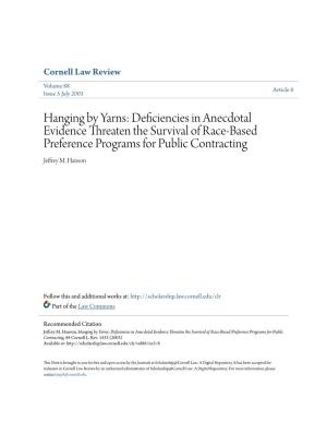 Deficiencies in Anecdotal Evidence Threaten the Survival of Race-Based Preference Programs for Public Contracting Jeffrey M
