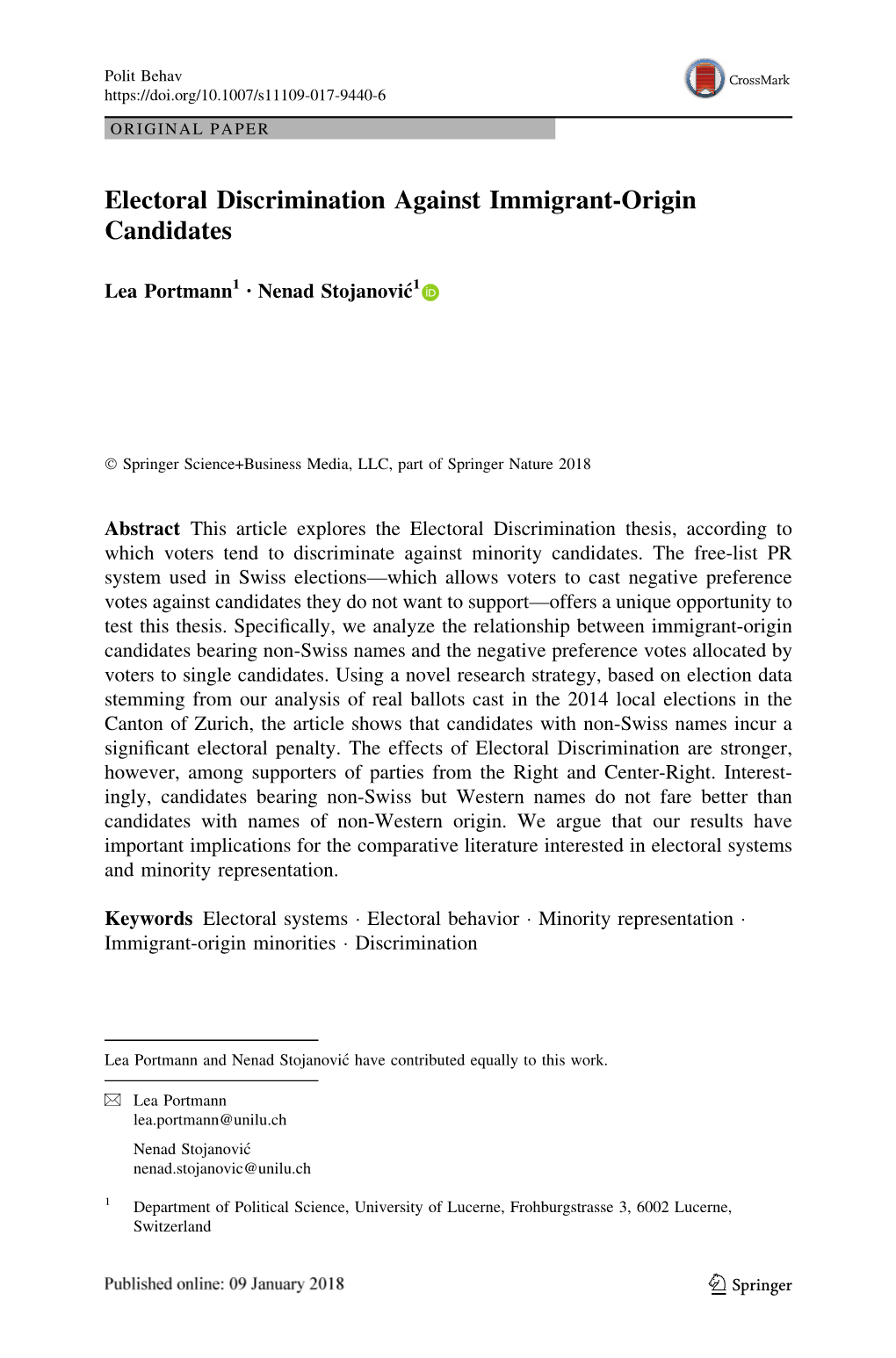 Electoral Discrimination Against Immigrant-Origin Candidates