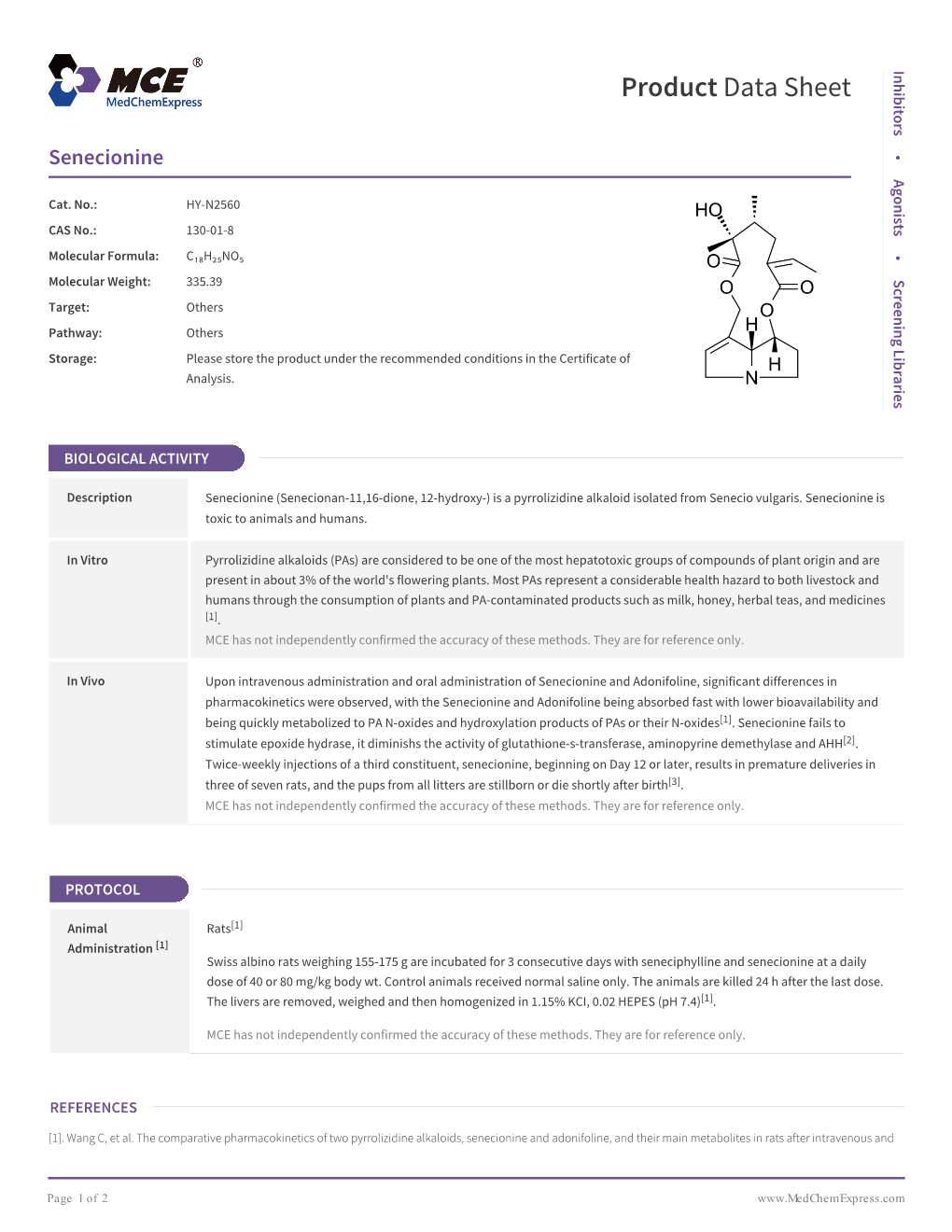 Senecionine | Medchemexpress