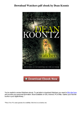 Download Watchers Pdf Book by Dean Koontz