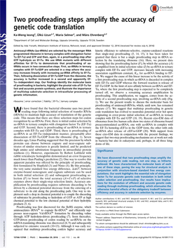 Two Proofreading Steps Amplify the Accuracy of Genetic Code Translation