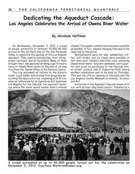 Dedicating the Aqueduct Cascade: Los Angeles Celebrates the Arrival of Owens River Water