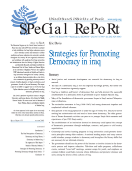 Strategies for Promoting Democracy in Iraq