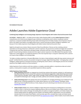 Adobe Launches Adobe Experience Cloud
