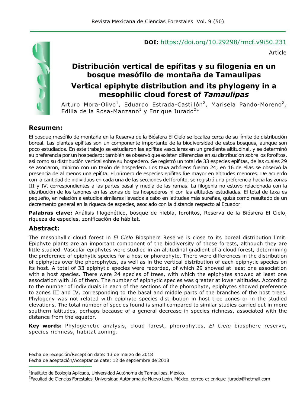 Distribución Vertical De Epífitas Y Su Filogenia En Un