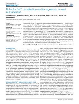 Roles for Ca Mobilization and Its Regulation in Mast Cell Functions