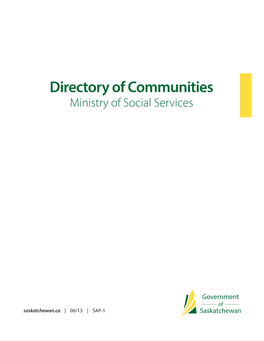 Directory of Communities Ministry of Social Services