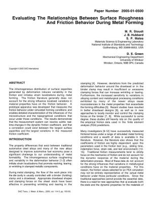 Evaluating the Relationships Between Surface Roughness and Friction Behavior During Metal Forming