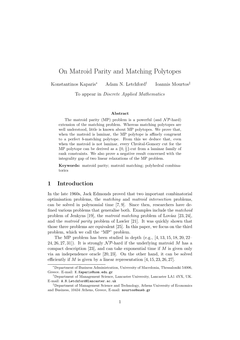 On Matroid Parity and Matching Polytopes