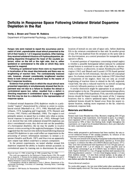 Deficits in Response Space Following Unilateral Striatal Dopamine Depletion in the Rat