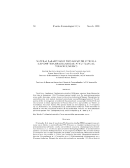 March, 1998 NATURAL PARASITISM of PHYLLOCNISTIS CITRELLA