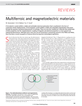 Multiferroic and Magnetoelectric Materials