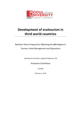 Development of Ecotourism in Third World Countries