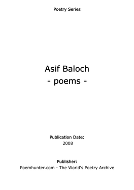 Asif Baloch - Poems