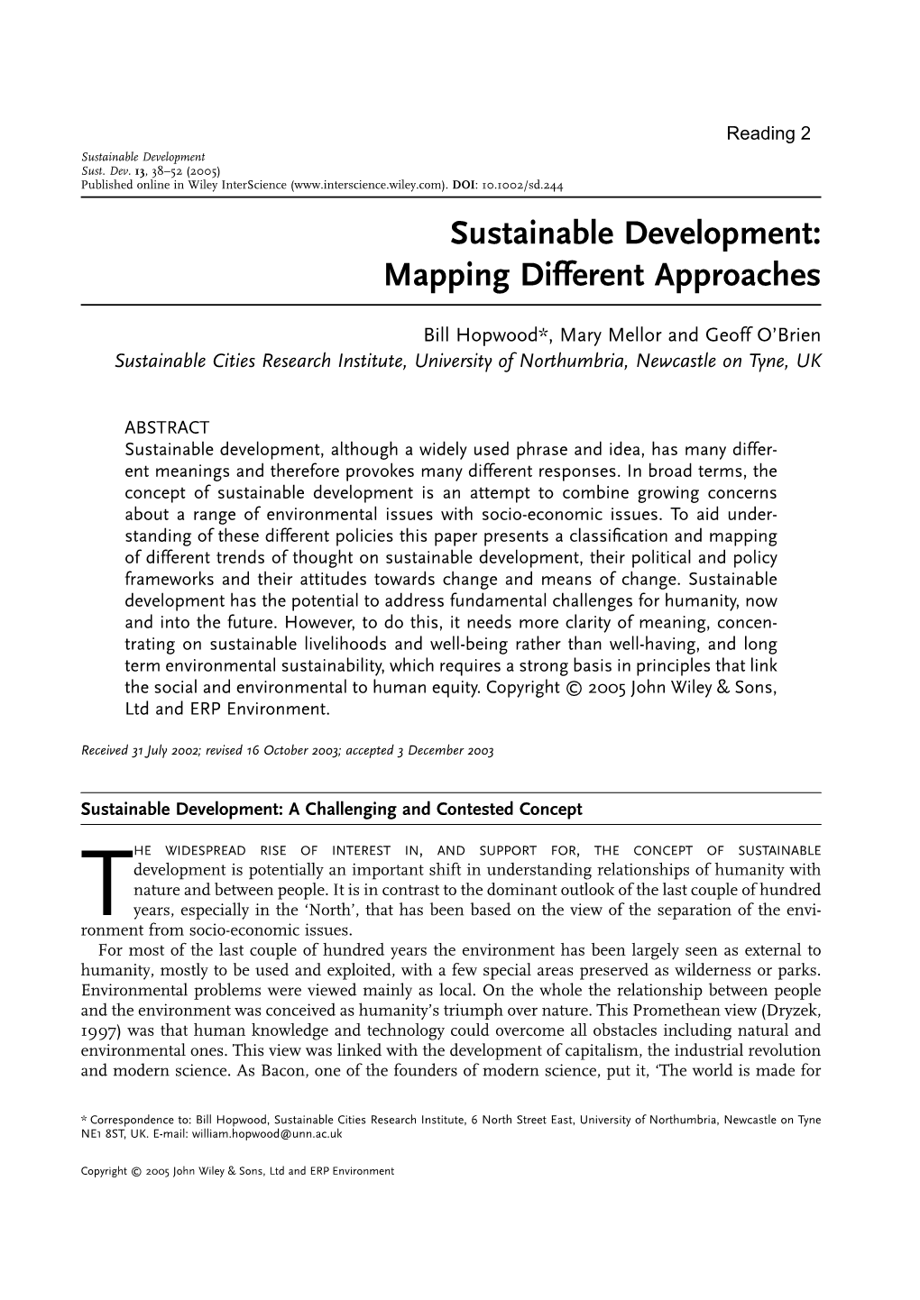 Sustainable Development: Mapping Different Approaches