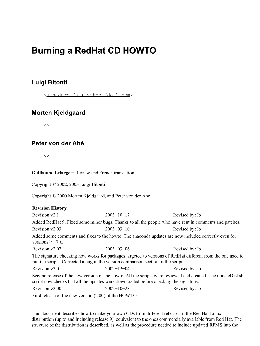 Burning a Redhat CD HOWTO