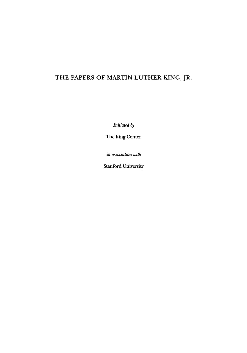 The Papers of Martin Luther King, Jr