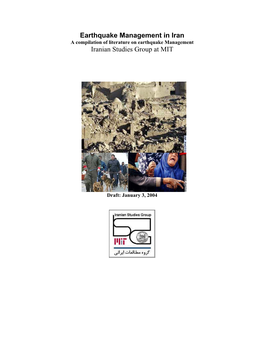 Earthquake Management in Iran a Compilation of Literature on Earthquake Management Iranian Studies Group at MIT