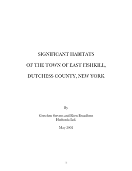 Significant Habitats of the Town of East Fishkill, Dutchess County, New York