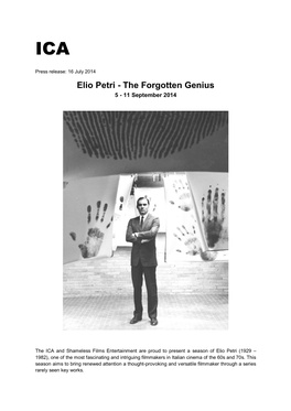 Elio Petri - the Forgotten Genius 5 - 11 September 2014