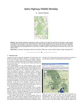 Idaho Highway Wildlife Mortality