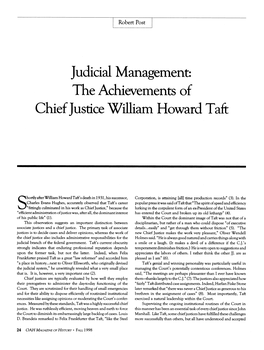 Judicial Management: the Achievements of Chief Justice William Howard Taft