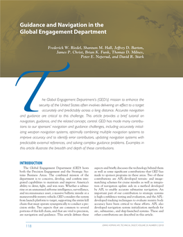 Guidance and Navigation in the Global Engagement Department