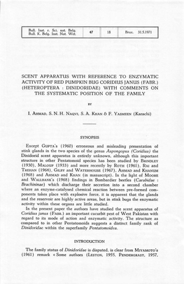 JANUS (FABR.) (HETEROPTERA : DINIDORIDAE) with COMMENTS on (Karachi) Except Gupta's (1960) Genus Aspongopus (Coridius) the Dini