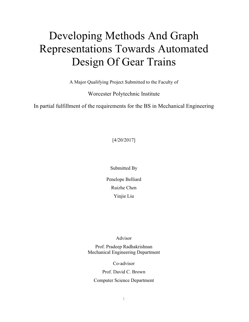 Developing Methods and Graph Representations Towards Automated Design of Gear Trains