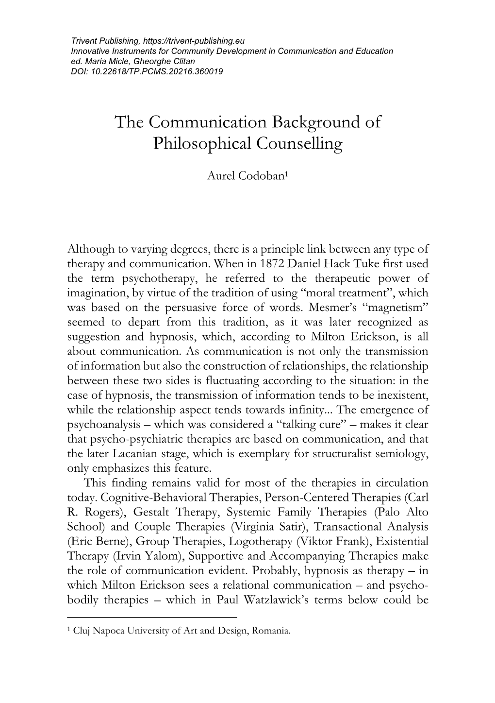 The Communication Background of Philosophical Counselling
