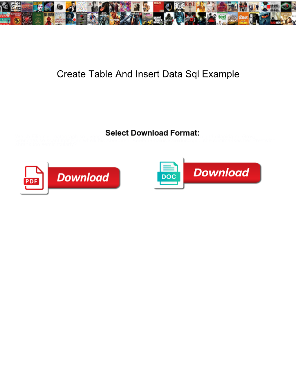 Create Table and Insert Data Sql Example