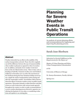 Planning for Severe Weather Events in Public Transit Operations