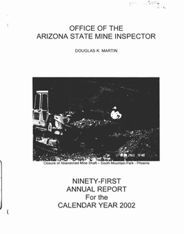 Office of the Arizona State Mine Inspector Ninety-First